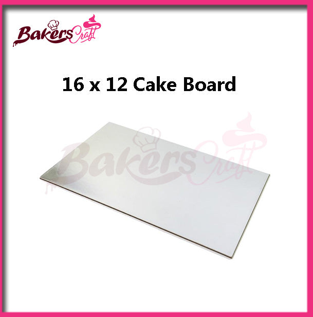 Cake Board Rectangle 12x10 or 16x12 in Silver Black and White